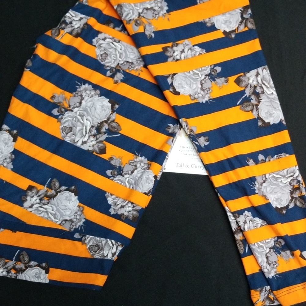 Blue and Orange w/Roses Lularoe TC Leggings - NEW